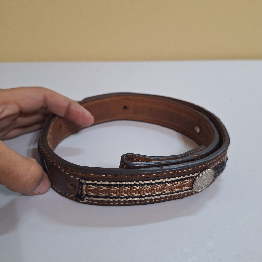 Nocona Kids Western Leather Belt Size 24 Brown Tooled Rodeo Cowboy